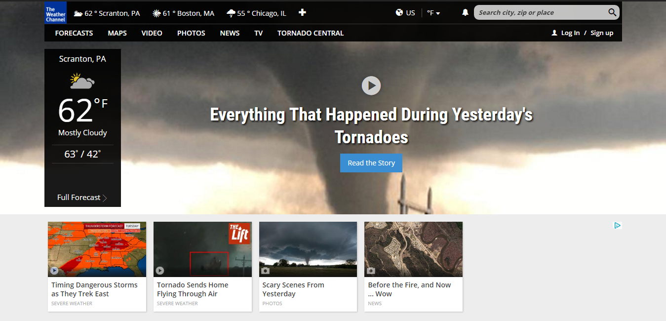 weather.com home page